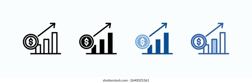 Revenue Growth icon sheet multiple style collection isolated vector