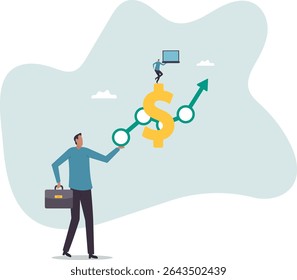 Revenue growth or investment profit increase, earning or wealth accumulate, growing income, financial analysis.character for design.