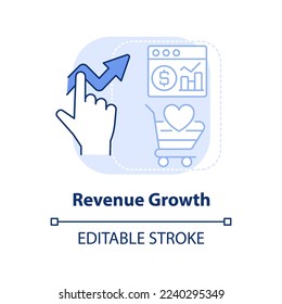 Revenue growth light blue concept icon. Profitability. Customer engagement platform abstract idea thin line illustration. Isolated outline drawing. Editable stroke. Arial, Myriad Pro-Bold fonts used