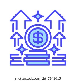 Revenue Growth Line Icon, Outline Symbol for Income Increase, Financial Performance, Sales Boost, Business Prosperity, and Economic Uplift. Vector Sign Icon.