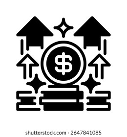 Revenue Growth Line Icon, Outline Symbol for Income Increase, Financial Performance, Sales Boost, Business Prosperity, and Economic Uplift. Vector Sign Icon.