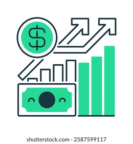 Revenue Growth line icon. Universal creative premium symbol. Vector sign icon logo template. Vector illustration