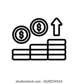 Revenue Growth Vector Lineal Icon On White Background.