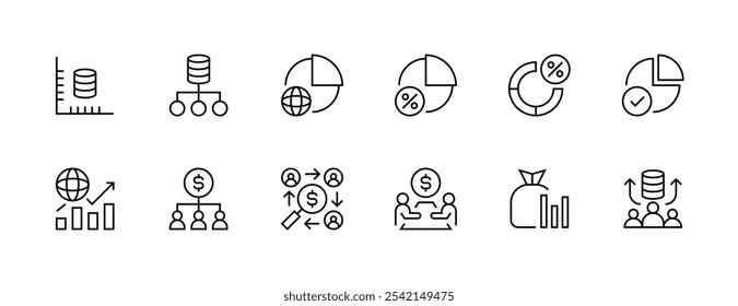 ícone Receita coleta. Conjunto de ícones de ganhos. Crescimento empresarial, finanças, economia, estatísticas, resumo, crescimento, pizza, gráfico, ganhos e muito mais. Traçado editável. Pixel perfeito. Grade de 32px.