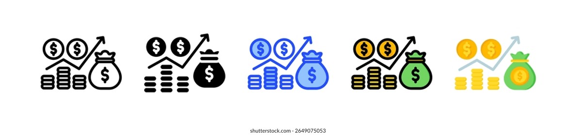Colección De Iconos De Ingresos Con Varios Estilos