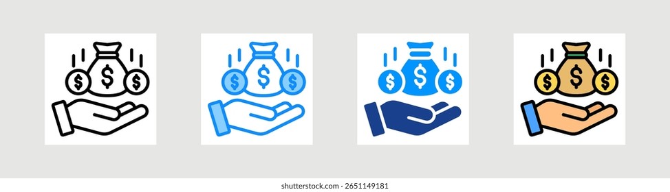 Conjunto de Colección de íconos de ingresos Estilo múltiple