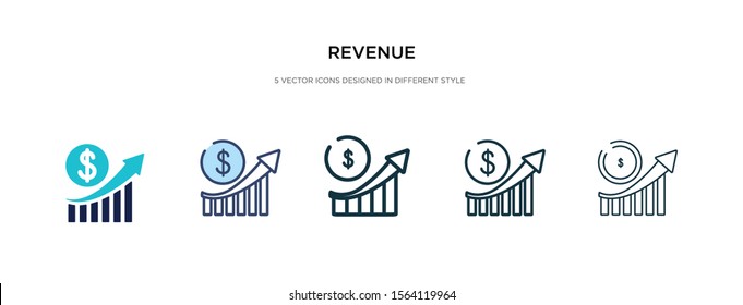 revenue icon in different style vector illustration. two colored and black revenue vector icons designed in filled, outline, line and stroke style can be used for web, mobile, ui