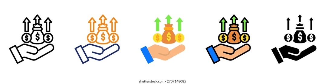 Icono de ingresos Ilustración vectorial de estilos múltiples
