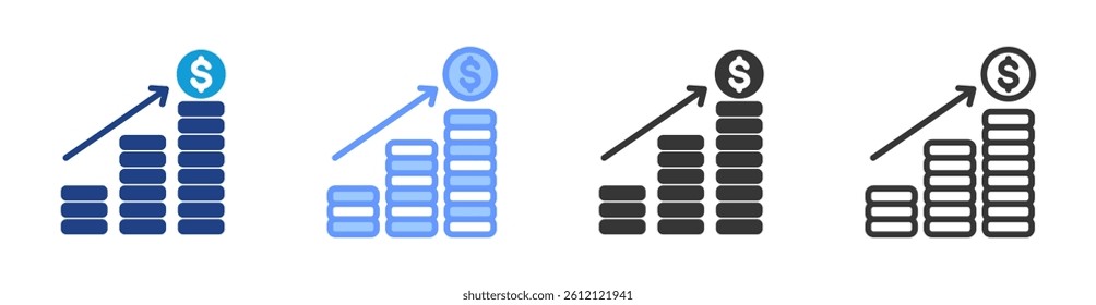 Revenue icon set multiple style collection