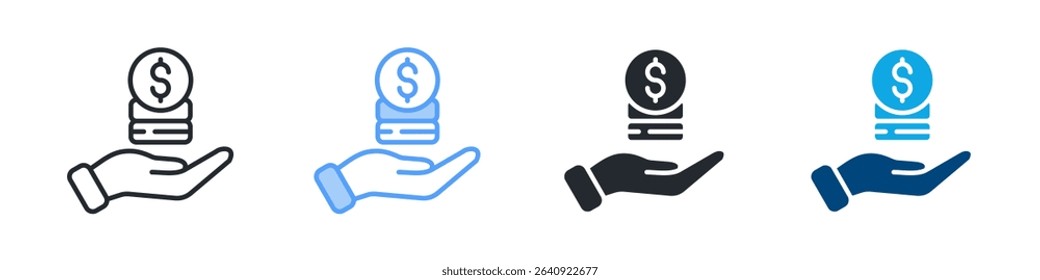 Revenue Icon Set Multiple Style. Design In Outline, Blue, Glyph, Dualtone