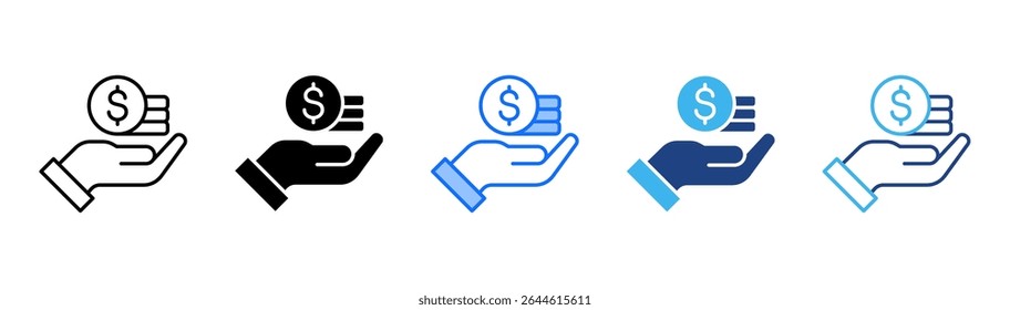 Revenue icon set multiple style collection