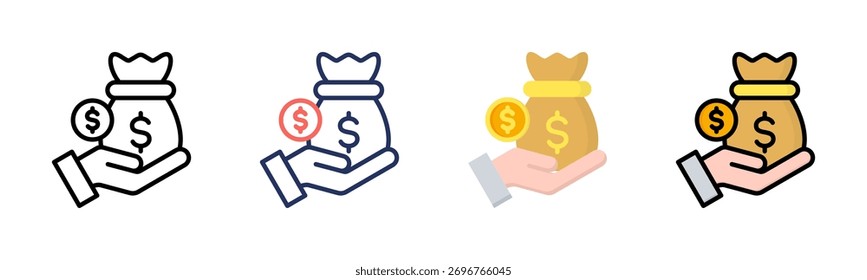 Conjunto de iconos de ingresos colección de estilos múltiples