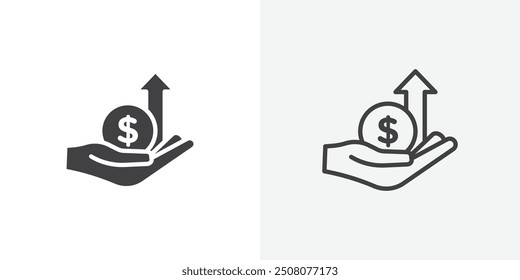 Revenue icon in solid and outlined style