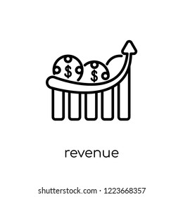 Revenue icon. Trendy modern flat linear vector Revenue icon on white background from thin line Business and analytics collection, editable outline stroke vector illustration
