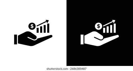Gráficos de Vector de íconos de ingresos. Conjunto de Vector negro sólido plano