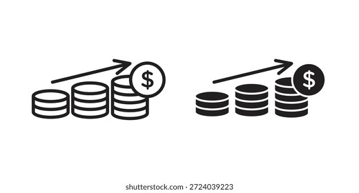 Iconos de ingresos, Vector de línea. conjunto de símbolos sólidos