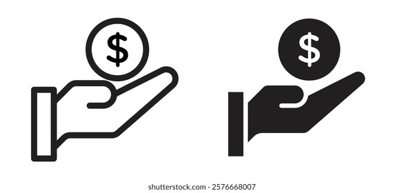 Revenue icons in outline and stroke versions