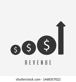 Revenue, Income growth, boost business revenue, investment return, fund raising, financial. New trendy vector illustration icon