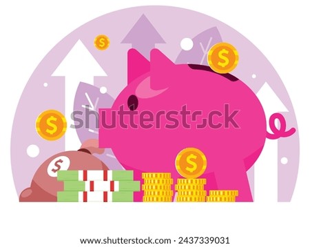 Revenue increase. Capital preservation. Compound interest. Vector graphics