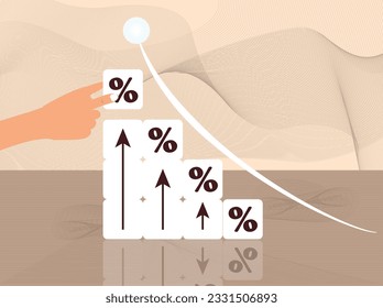 Revenue Increase Conceptual Illustration with Increasing Arrow Showing Growth in Percentages