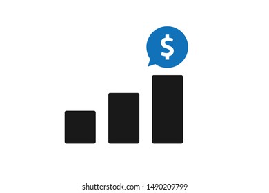 Revenue increase graph icon vector