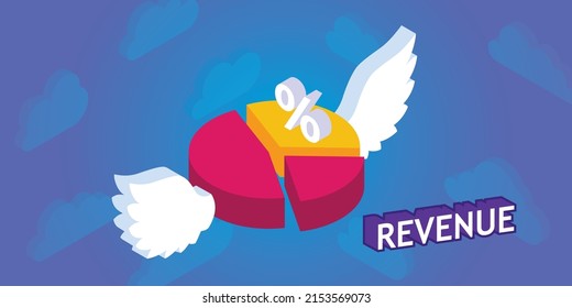 Revenue isometric design icon. Vector web illustration. 3d colorful concept