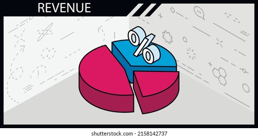 Revenue isometric design icon. Vector web illustration. 3d colorful concept