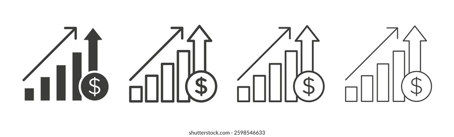Revenue line icon vector illustration set.