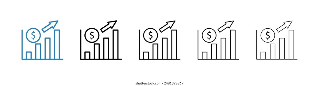 Juego de Vectores de iconos de líneas de ingresos.