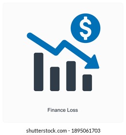 Revenue loss or finance loss icon concept