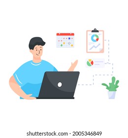 A revenue manager flat illustration design