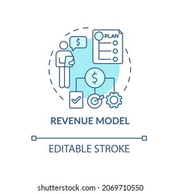 Revenue Model Blue Concept Icon. Framework For Generating Income. Startup Structure. Business Model Abstract Idea Thin Line Illustration. Vector Isolated Outline Color Drawing. Editable Stroke