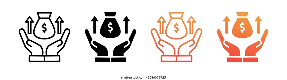 Revenue Multi Style Icon Set Vector