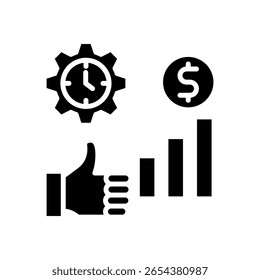 Icono de optimización de ingresos Ilustración vectorial de glifos