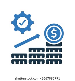 Ícone de Otimização de Receita - Ilustração de Vetor Misto