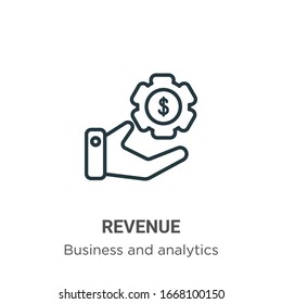 Revenue outline vector icon. Thin line black revenue icon, flat vector simple element illustration from editable business and analytics concept isolated stroke on white background