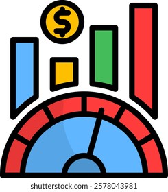 Revenue Performance Icon Lineal Color Vector Illustration