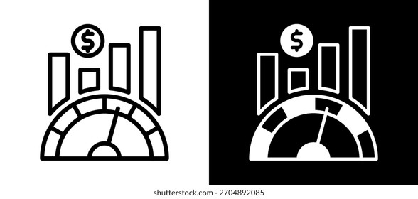 Ícone de Desempenho de Receita branco Ilustração de Vetor em preto