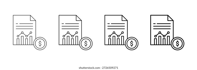 Ícones De Projeção De Receita Vetor Definido Em Estilo De Linha De Traçado Diferente