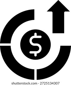 Ilustración vectorial de glifo de icono de reconocimiento de ingresos