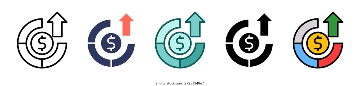 Icono de reconocimiento de ingresos Ilustración vectorial múltiple
