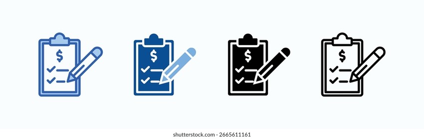 Revenue Report Icon Sheet Multiple Style Collection Isolated Vector