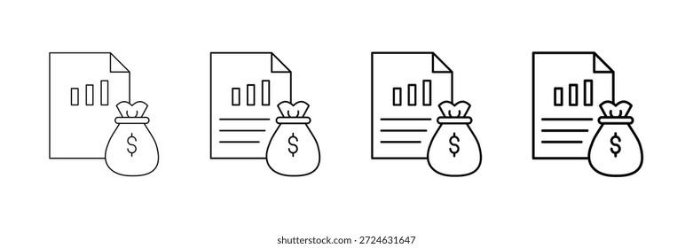 Ícones De Relatório De Receita Vetor Definido Em Um Estilo De Linha De Traçado Diferente