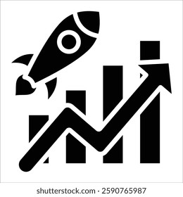 Revenue Rocket Icon Element For Design