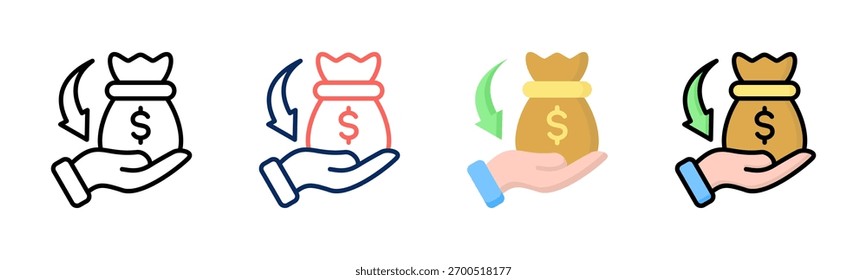 Conjunto de iconos de flujo de ingresos colección de estilos múltiples
