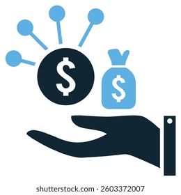 Revenue stream icon vector representing business income, financial flow, and multiple earning sources. Ideal for startups, finance, and corporate success.