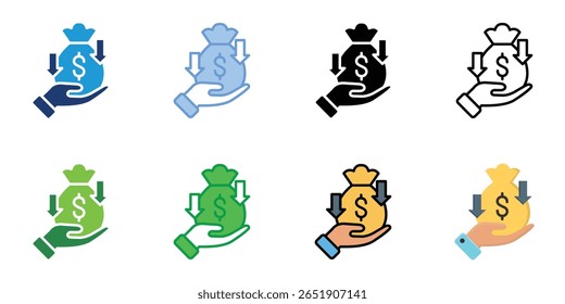Revenue Stream Icons Set Vector Multiple Style Collection