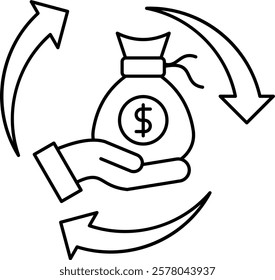Revenue Streams Icon Line Vector Illustration