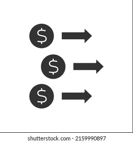 Revenue Synergy Glyph Icon. Dollar Signs, Income Increase. Investment In Profitable Business. Generation Sales. Synergy Concept. Filled Flat Sign. Isolated Silhouette Vector Illustration