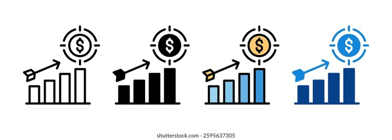 Revenue Target Icon Set Multiple Style Collection